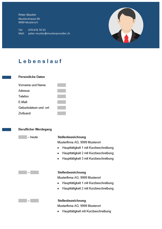 Lebenslauf Vorlage #1 – Modern blau